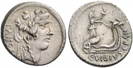 C. Vibius C.f. Cn. Pansa Caetronianus. Denarius 48, AR 3.91 g. PANSA Ivy-wreathed head of Libertas r. Rev. C·VIBIVS·C·F·C·N upwards Ceres, holding rei...