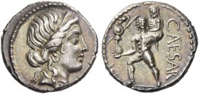 Iulius Caesar. Denarius, Asia 48-47, AR 3.76 g. Diademed head of Venus r. Rev. CAESAR Aeneas advancing l., carrying palladium in r. hand and Anchises ...
