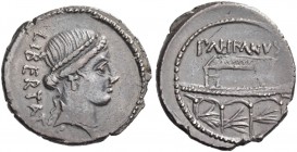 Lollius Palicanus. Denarius 45, AR 4.04 g. LIBERTATIS Diademed head of Libertas r. Rev. PALIKANVS Rostra on which stands subsellium. Babelon Lollia 2....