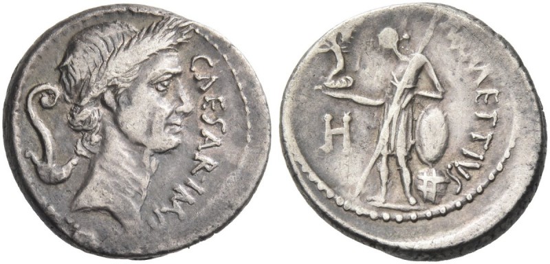 Iulius Caesar and M. Mettius. Denarius 44, AR 4.02 g. CAESAR·IMP Wreathed head o...