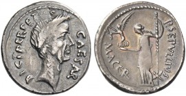 Iulius Caesar and P. Sepullius Macer. Denarius 44, AR 3.86 g. CAESAR – DICT PERPETVO Wreathed head of Caesar r. Rev. P·SEPVLLIVS – MACER Venus standin...