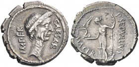 Iulius Caesar and P. Sepullius Macer. Denarius 44, AR 3.97 g. CAESAR – IMPER Wreathed head of Caesar r. Rev. P·SEPVLLIV[S] – MACER Venus standing l., ...