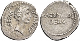 C. Caesar Octavianus and M. Agrippa. Denarius, mint moving with Octavian 38, AR 3.80 g. CAESAR – DIVI·F Bearded head of Octavian r. Rev. M·AGRIPPA·COS...