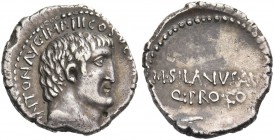 Marcus Antonius with M. Silanus. Denarius, mint moving with M. Antony 33, AR 3.67 g. ANTON·AVG·IMP·III·COS·DES·[III·III·V·R·P·C] Head of M. Antony r. ...