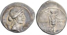 Octavian, 32 – 27 BC. Denarius, Brundisium or Roma (?) circa 32-29 BC, AR 3.44 g. Diademed head of Pax r.; behind, cornucopiae and before, olive-spray...