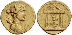 Octavian, 32 – 27 BC. Aureus, Brundisium or Roma circa 29-27 BC, AV 7.50 g. Draped bust of Diana r., with bow quiver over l. shoulder. Rev. IMP.CAESAR...
