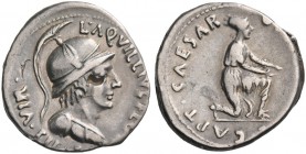 Octavian as Augustus, 27 BC – 14 AD. L. Aquillius Florus. Denarius circa 19 BC, AR 3.83 g. Draped and helmeted bust of Virtus r. Rev. Armenian kneelin...