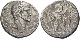 Galba, 68 – 69. Tetradrachm, Antiochia late summer 68, AR 14.81 g. Laureate head r.; in r. field, star. Rev. Eagle standing l. on thunderbolt; in l. f...