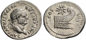 Vespasian, 69 – 79. Denarius 77-78, AR 3.54 g. Laureate head r. Rev. Prow r.; above, eight-pointed star. C 136. RIC 941.
Light iridescent tone and ex...