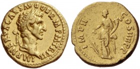 Nerva, 96 – 98. Aureus 98, AV 7.45 g. Laureate head r. Rev. Fortuna standing l., holding rudder and cornucopiae. C 85. RIC 42. Calicó 970.
Rare. Very...