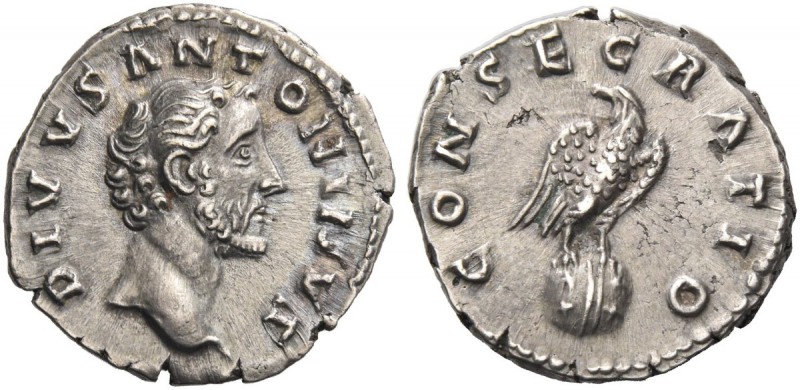 Antoninus Pius augustus, 138 – 161. Divus Antoninus. Denarius after 161, AR 3.34...