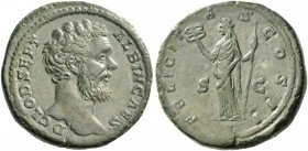 Clodius Albinus caesar, 193 – 195. Sestertius 194, Æ 28.48 g. Bare bust r. Rev. Felicitas standing facing, head l., holding caduceus and sceptre. C 16...