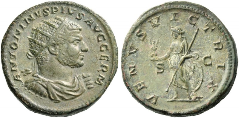 Caracalla, 198 – 217. Dupondius 214-217, Æ 12.40 g. Radiate, draped and cuirasse...
