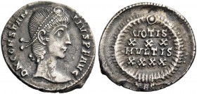 Constantius II, 337-361. Siliqua, Thessalonica, 350-355, AR 3.17 g. Pearl-diademed head r. Rev. VOTIS XXX MVLTIS XXXX in four lines within wreath. C 3...