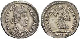 Julian II, augustus 360 – 363. Siliqua, Lugdunum 360-363, AR 2.00 g. Diademed, draped and cuirassed bust r. Rev. Victory standing l., holding wreath a...