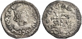 The Gepids. Pseudo-Imperial Coinage. In name of Anastasius, 491-518. Half siliqua, Sirmium circa 491-504, AR 1.46 g. Pearl-diademed, draped and cuiras...