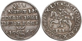 Zygmunt II August, Trojak Tykocin 1565 - Szyderczy - LIT R5
