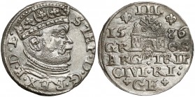 Stefan Batory, Trojak Ryga 1586 - duża głowa