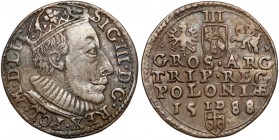 Zygmunt III Waza, Trojak Olkusz 1588 - duża głowa R3