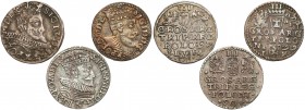 Zygmunt III Waza, Trojaki 1594-1599, w tym rzadki (3szt) R4