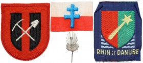 Naszywki II wojna (3 szt.) i Odznaka Polskich Oddziałów Pracy we Francji