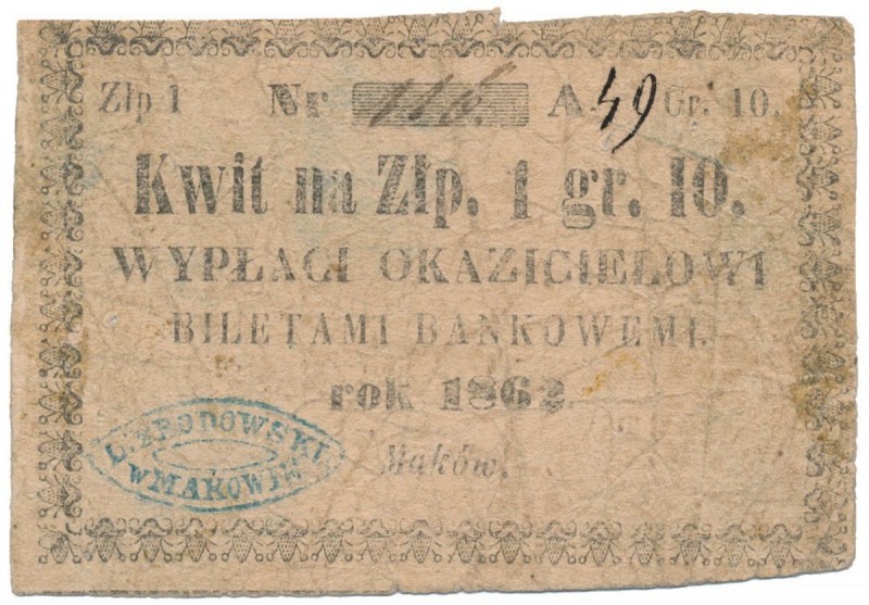 Maków, K. Bordowski, 1 złoty 10 groszy 1862 Egzemplarz ze zbioru Tadeusza Solski...