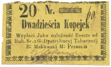 Przasnysz, Dystrybucja Tabaczna B. Makowski, 20 kopiejek (XIX w.)