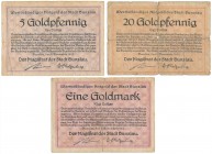 Bunzlau (Bolesławiec), 5, 20 Goldpfennig i 1 Goldmark 1923 (3szt)