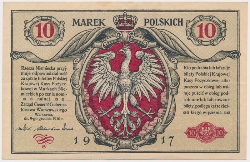 Generał 10 mkp 1916 ...biletów Złamanie pionowe centralnie i lżejsze poboczne or...