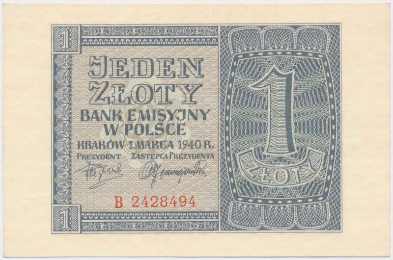 1 złoty 1940 - B Reference: Miłczak 91
Grade: UNC