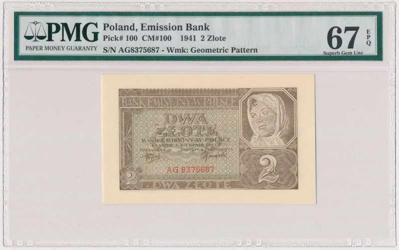 2 złote 1941 - AG Reference: Miłczak 100
Grade: PMG 67 EPQ MAX