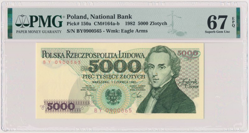 5.000 złotych 1982 - BY Reference: Miłczak 164b
Grade: PMG 67 EPQ