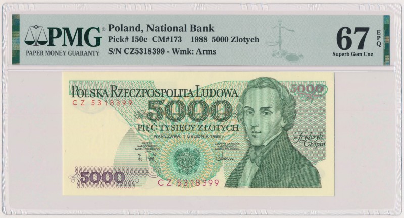 5.000 złotych 1988 - CZ Reference: Miłczak 173
Grade: PMG 67 EPQ