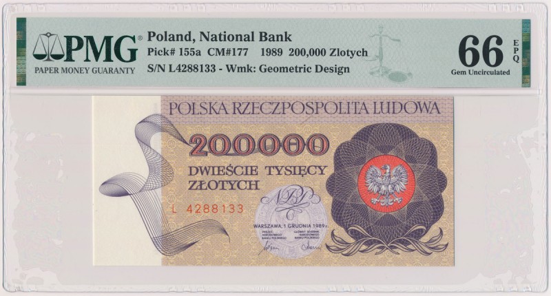 200.000 złotych 1989 - L Reference: Miłczak 177
Grade: PMG 66 EPQ