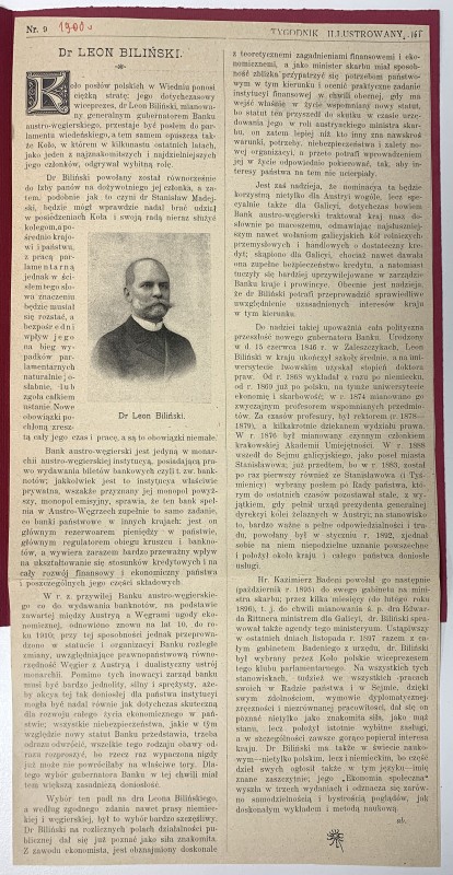 Leon Biliński, [Tygodnik Ilustrowany Nr 9/1900] Wydanie: Wycinek z Tygodnika Ilu...