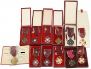 Krzyże Zasługi (12) z miniaturkami (9) - zestaw IIRP i PRL