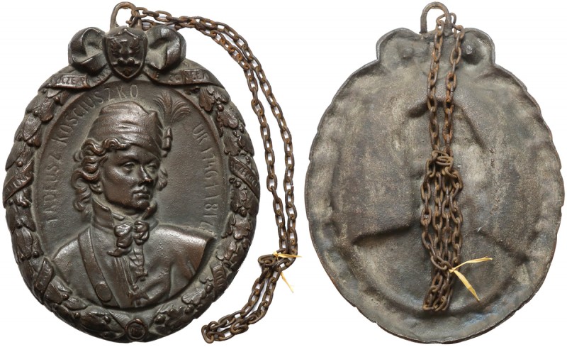 Medalion (14x18cm) Tadeusz Kościuszko 1746-1817 Dawny odlew w brązie na stalowym...