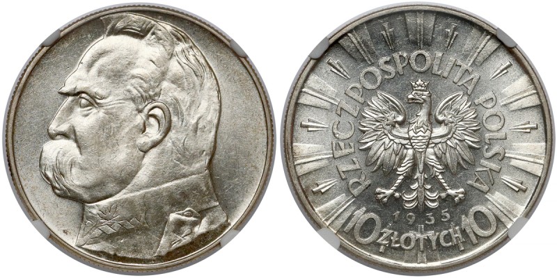 Piłsudski 10 złotych 1935 Reference: Chałupski 2.32.2.a, Parchimowicz 124.b
Gra...