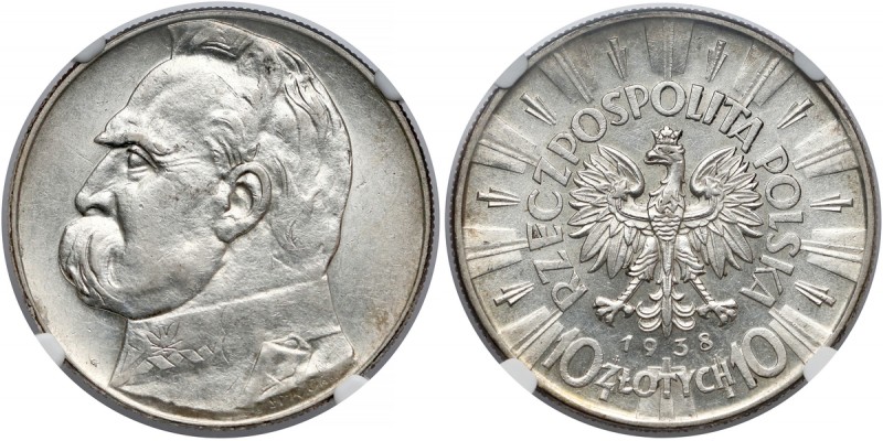 Piłsudski 10 złotych 1938 Rzadki rocznik 10 złotówki II RP. Reference: Chałupski...