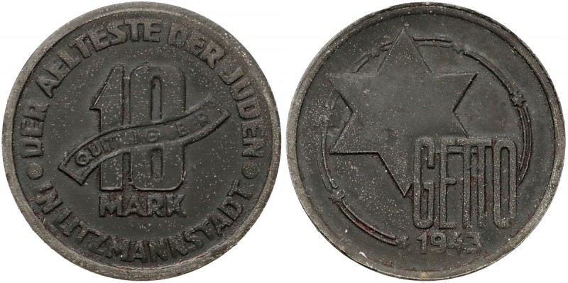 Getto Łódź, 10 marek 1943 Mg Magnez, średnica 28.4 mm, waga 1.71 g.

Reference...