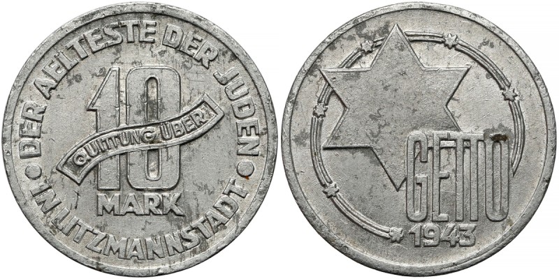 Getto Łódź, 10 marek 1943 Al Ładne. 
 Aluminium, średnica 28.3 mm, waga 3.43 g ...