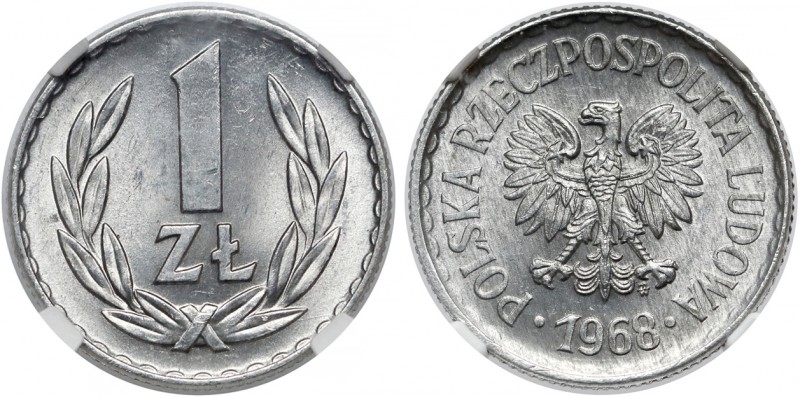 1 złoty 1968 - rzadki rok - piękna Druga z dość niskonalkładowych roczników PRL,...