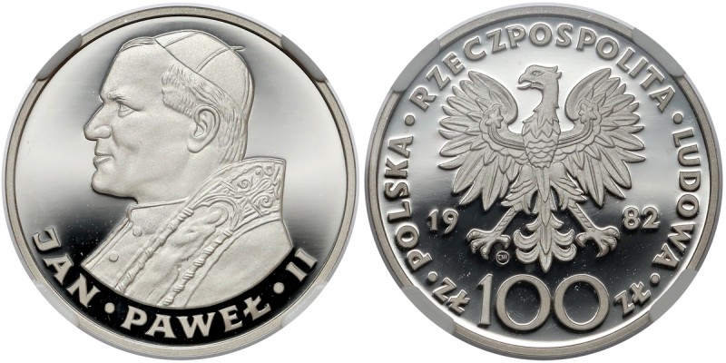 100 złotych 1982 Jan Paweł II - lustrzany Reference: Parchimowicz 294.b
Grade: ...