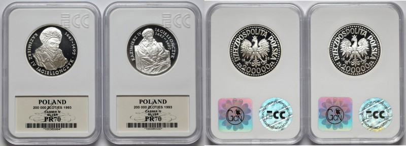 200.000 złotych 1993 Kazimierz IV Jagiellończyk - popiersie i półpostać (2szt) R...