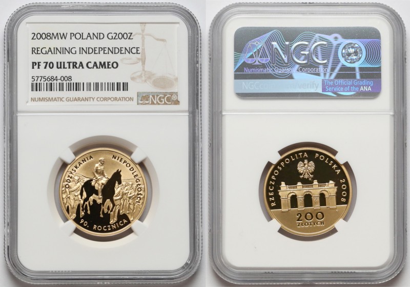 200 złotych 2008 90. Rocznica Odzyskania Niepodległości Nakład 10.000 sztuk. Zło...