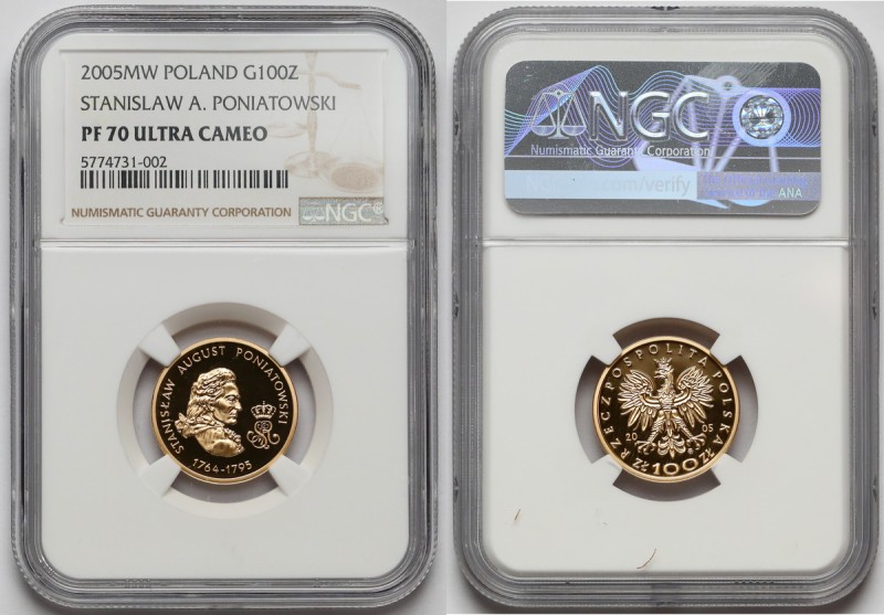 100 złotych 2005 Stanisław August Poniatowski Nakład 4.200 sztuk. Złoto .900, śr...