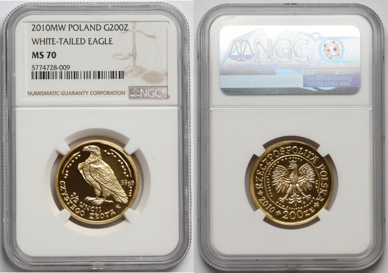 Orzeł Bielik 200 złotych 2010 Nakład 1.000 sztuk. Złoto .999, średnica 27 mm, wa...