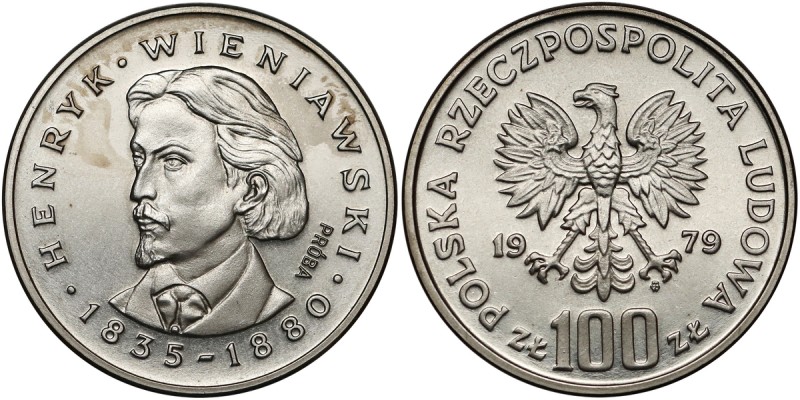 Próba NIKIEL 100 złotych 1979 Henryk Wieniawski - mała głowa Nakład 500 sztuk (N...