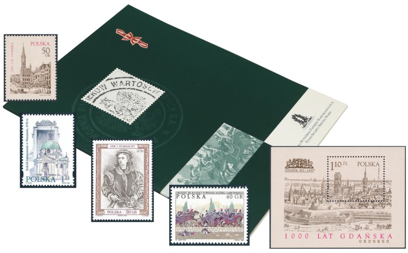 PWPW Folder ze znaczkami pocztowymi (5szt) Folder odnoszący się do historii znac...