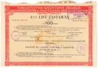 Warszawa, TKZ, List zastawny 100 zł 1935